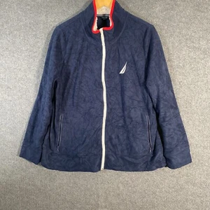 Nautica Jacket Womens XL Blue Fleece Bomber Full Zip Sherpa Lined Hiking Ladies - Picture 1 of 13