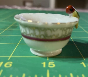 Vintage Miniature Tea Cup with Parrot Bird Handle Japan Tiny Porcelain! - Picture 1 of 9