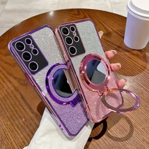 Glitter Mirror Ring Case Stand Cover For Samsung S24 A55 A54 A35 A34 A25 A15 A14 - Picture 1 of 12