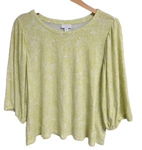 J JILL Damen Bluse Gr. L grün Leinen Viskose Oberteil Bluse weich - Bild 1 von 10