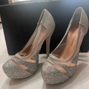 Woman’s De Blossom Silver High Heels shoes - Picture 1 of 7