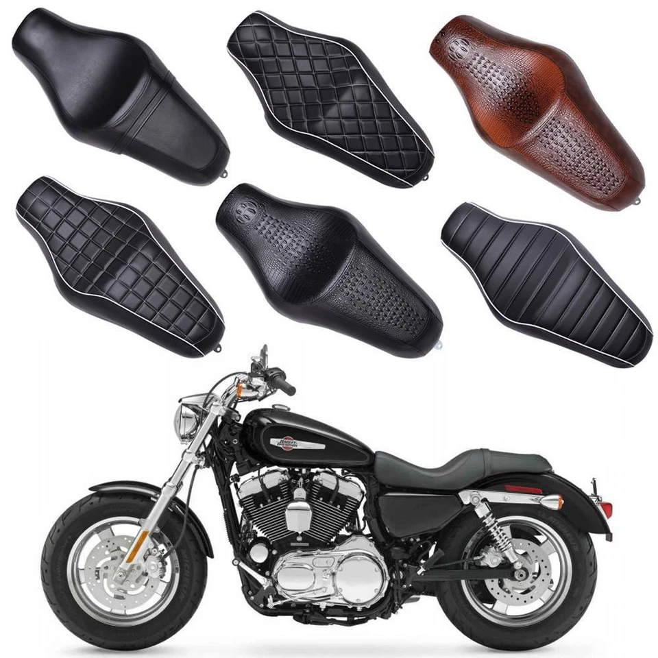 Asiento de cuero para conductor y pasajero trasero para Harley Sportster XL 883 1200 48 Foto 1 de 4