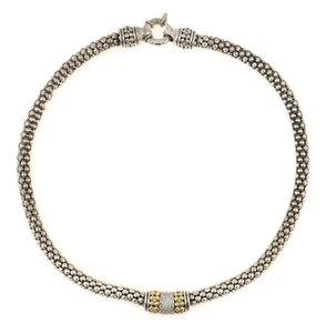 Collar de caviar Gabrielle Bruni de plata de ley 925 y zafiro blanco de 14 quilates 17" - Imagen 1 de 10
