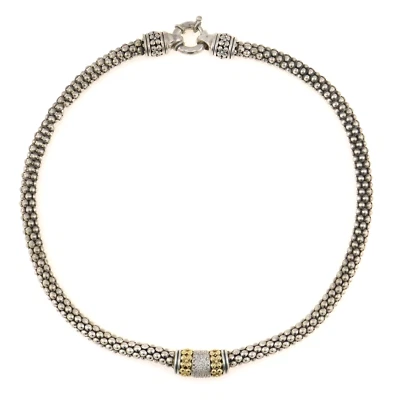 Collar de caviar Gabrielle Bruni de plata de ley 925 y zafiro blanco de 14 quilates 17" Foto 1 de 4