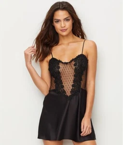 flora nikrooz showstopper black chemise slip dress tank - Picture 1 of 2