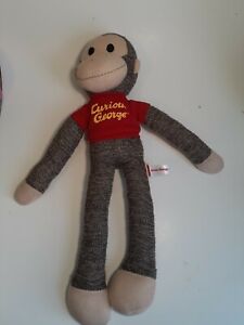 2011 Schylling 20”Curious George w/ Red Shirt Stuffed Plush Sock Monkey Doll