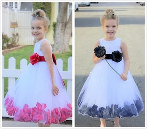 Pétalos de rosa Encaje Corazón Recorte Flor Niña Vestidos Cumpleaños Niña Vestidos 185T - Imagen 1 de 67