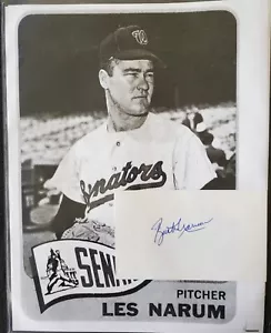 Leslie Buster Narum Autograph Washington Senators MLB 3x5 Index Card - Picture 1 of 2