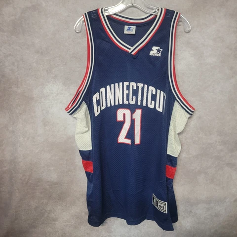 Rare Vintage 90s Starter Uconn Connecticut Huskies 21 Basketball Jersey Men 48 L Cover