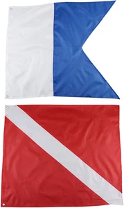 Dive Flags 2 Pack Scuba International Diver Flag (20X24Inch) Polyester Alpha  - Picture 1 of 12