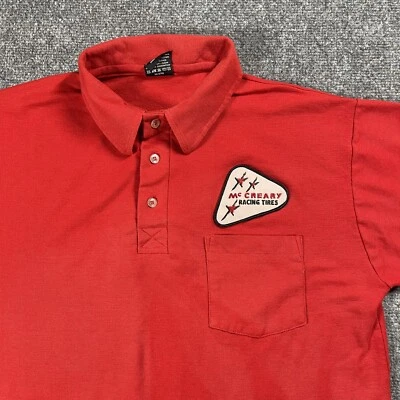 VINTAGE McCreary Racing Tires Shirt Large Employee Dealership Mechanic Patch - Image 1 of 4