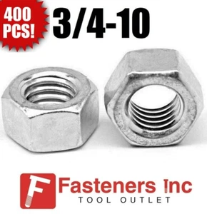 (Qty 400) 3/4-10 Low Carbon Grade 2 Finished Hex Nuts Zinc Plated Bulk Box - Picture 1 of 2