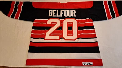 Camiseta Eddie Belfour Chicago Blackhawks 2XL para hombre CCM portero de hockey Foto 1 de 4