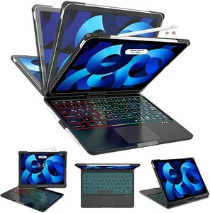 Backlit Touchpad 360° Rotate Keyboard Case For iPad 10.9" Air 5th 4th Generation - Picture 1 of 26