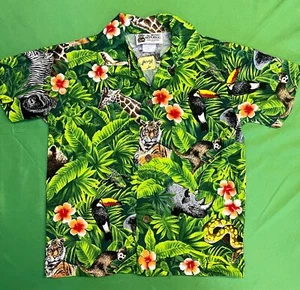 Camisa Hawaiana Aloha Verde Animales Exóticos Hecha en Hawai Joven Niño Pequeño 4T - Imagen 1 de 3