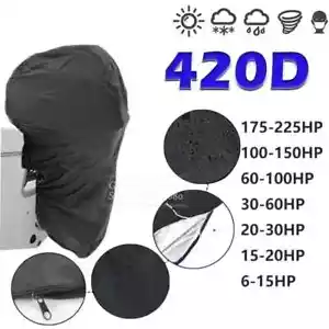 420D Waterproof Outboard Motor Cover for 0-350HP Boat Engines Full Coverage - Imagen 1 de 31