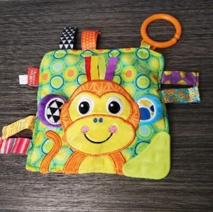 Nuby Textured Monkey Ribbon Tag Teether Toy Crinkle Bright Colors SQUEAKER Clip - Picture 1 of 5