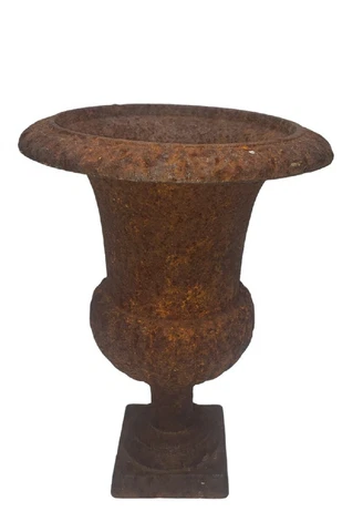 Vintage Antique Heavy Cast Iron Garden Footed Urn Planter 8" Tall Cover