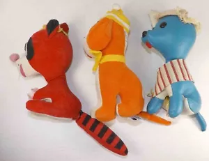 Vintage Dakin Dream Pets Lot Of 3 Unknown Sawdust Pets 2 Different Dogs & Racoon - Picture 1 of 5
