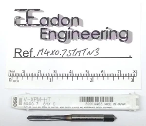 M4 x 0.7mm Straight Machine Tap by OSG. V-XPM-HT. For Tapping Hardened Steels. - Picture 1 of 1