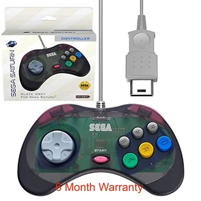 Retro-Bit Official Sega Saturn Controller Pad Original Port Slate Grey - Image 1 of 4
