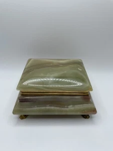 Marmor Schmuck Schmuckkästchen Messingscharniere und Krallenfüße - Bild 1 von 11