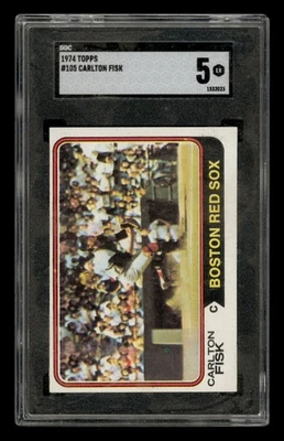 1974 Topps Set-Break #105 Carlton Fisk SGC 5 EX Foto 1 de 3