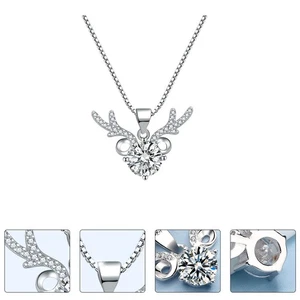 1pz Collana con Ciondolo Alce Catena Clavicola Collana con Temperamento Semplice () - Foto 1 di 12