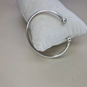 Sterling Silver 925 Cuff Bracelet Bangle Ladies Open Torque Ball Ends 7.2g - Picture 1 of 14