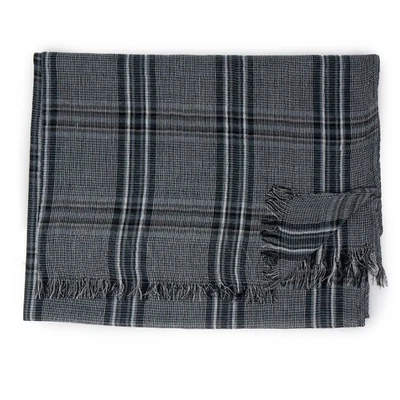 Sciarpa a quadri uomo grigia scozzese tartan elegante pashmina foulard viscosa - Immagine 1 di 2