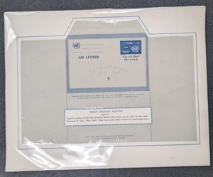 UN 1951 AIR LETTER PROOF SPECIMEN TYPE 2 (SCOTT #C3A) WITH PRINTER PUNCH/PERFIN - Picture 1 of 2