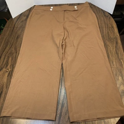 Женские коричневые брюки Calvin Klein Whitney на пуговицах спереди широкие штанины большой размер 20 Вт - Изображение 1 из 4