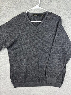 Vintage Bachrach Sweater Mens XL Gray V Neck Wool Blend Made In Italy Pullover — 第 1/4 张图片