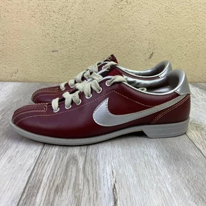 VINTAGE Nike Bowling Shoes Size 7.5 Maroon Silver Athletic 1980's 80's 840305 - Picture 1 of 16