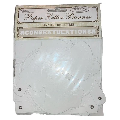 White CONGRATULATIONS Wedding Bells Banner Party Wedding Engagement 6.75 FT Long - Image 1 of 4