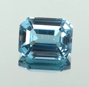 9.45 CT Santa Maria Blue Aquamarine Emerald Cut Heated Natural Gemstone Brazil - Picture 1 of 7