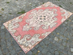 Bohemian Vorleger Handarbeit Wollteppich Türkisch Vintage Traditionell Rug 3,8 x 6,8 ft - Bild 1 von 13