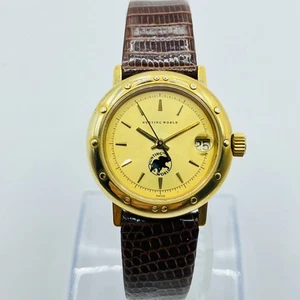 Hunting World Ladies Quartz Watch Gold Tone 27mm Japan Made Working Vintage - Picture 1 of 11