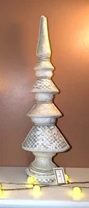 Mackenzie Childs Crystal Palace Sterling Check Stripe Tabletop Finial  19" - Picture 1 of 3