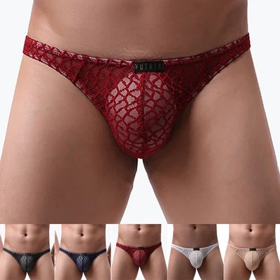 Sexy Herren Spitze T Back Tanga G String Unterwäsche Slip mit transparentem Design - Bild 1 von 4