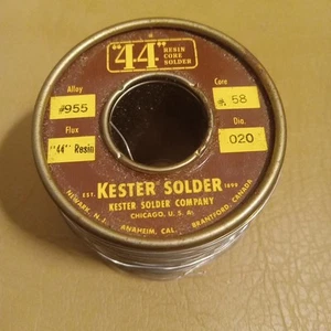 VINTAGE KESTER "44" ROSIN CORE SOLDER .020 DIA #955 Alloy 58 Core 1 Lb 1 Oz - Picture 1 of 5