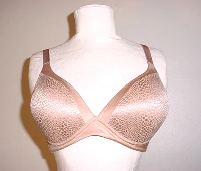 Warners Blissful Benefits Bra 36C Padded Plunge Taupe Nude - Image 1 of 4
