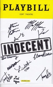Playbill Cast Autografato Firmato Indecente - Foto 1 di 2