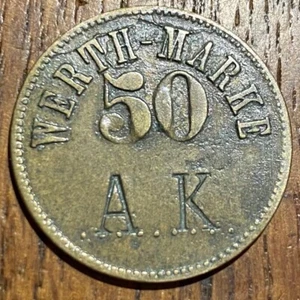 JETON TOKEN WERTH MARKE 50 PFENNIG (1151) SURFRAPPE A.K - Picture 1 of 2