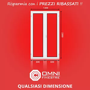Porta Finestra in PVC Bianco L-1200 x 2200 Finestre su misura con Certificato - Foto 1 di 1