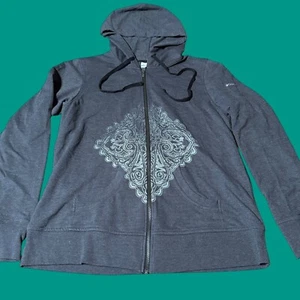 Columbia Mujer XL Gris Manga Larga Sudadera con Capucha Chaqueta Cremallera Completa Exterior Logo - Imagen 1 de 8