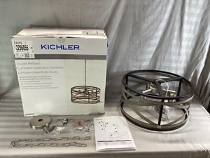 Kichler Stetton 82347 2296055 3 Light Pendant Anvil Iron Farmhouse Drum - READ - Picture 1 of 20