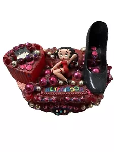 Crafted Betty Boop Decorated Trinket Box Art Piece Mirrored jewelry Keepsakes - Picture 1 of 13
