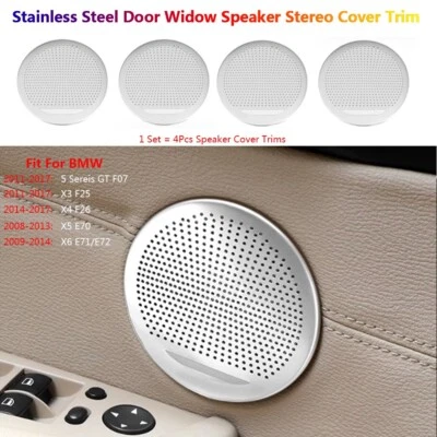4Pcs Car Door Window Speaker Cover Trim For BMW X5 X6 X3 X4 E70 E71 F25 F26 F07 - Image 1 of 4