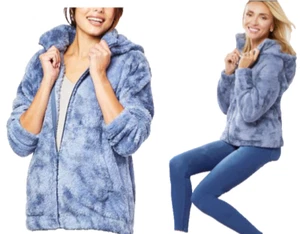 NEU G Giuliana GRÖSSE 2X Cloud Reißverschluss vorne Kapuze Jacke SHERPA BLAU ÜBERGRÖSSE 2X - Bild 1 von 5